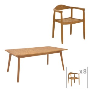 pak-340-000041 ΤΡΑΠΕΖΑΡΙΑ 9 ΤΕΜ. GANNY-PINO PAKOWORLD TEAK ΞΥΛΟ ΣΕ ΦΥΣΙΚΗ ΑΠΟΧΡΩΣΗ 180/240X100X75ΕΚ
