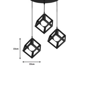 pak-342-000015-1 ΦΩΤΙΣΤΙΚΟ ΟΡΟΦΗΣ ΤΡΙΦΩΤΟ KIBE I PAKOWORLD ΜΑΥΡΟ ΜΕΤΑΛΛΟ 48X28ΕΚ