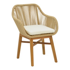 pak-343-000011 ΠΟΛΥΘΡΟΝΑ KALIE PAKOWORLD TEAK ΞΥΛΟ ΚΑΙ PE ΣΧΟΙΝΙ ΣΕ ΦΥΣΙΚΗ-ΜΠΕΖ ΑΠΟΧΡΩΣΗ ΜΕ ΜΑΞΙΛΑΡΙ 60X61X80ΕΚ