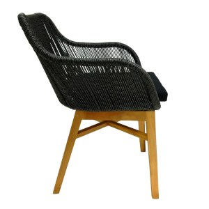 pak-343-000012-2 ΠΟΛΥΘΡΟΝΑ KALIE PAKOWORLD TEAK ΞΥΛΟ ΚΑΙ ΣΥΝΘΕΤΙΚΟ ΣΧΟΙΝΙ ΣΕ ΦΥΣΙΚΗ-ΜΑΥΡΗ ΑΠΟΧΡΩΣΗ ΜΕ ΜΑΞΙΛΑΡΙ 60X61X80ΕΚ