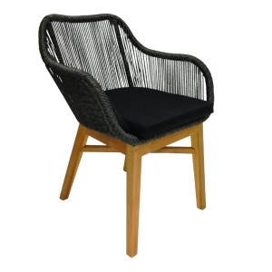 pak-343-000012 ΠΟΛΥΘΡΟΝΑ KALIE PAKOWORLD TEAK ΞΥΛΟ ΚΑΙ ΣΥΝΘΕΤΙΚΟ ΣΧΟΙΝΙ ΣΕ ΦΥΣΙΚΗ-ΜΑΥΡΗ ΑΠΟΧΡΩΣΗ ΜΕ ΜΑΞΙΛΑΡΙ 60X61X80ΕΚ