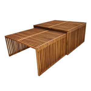 pak-343-000028 ΤΡΑΠΕΖΙ TINNIE PAKOWORLD ΣΕΤ 2ΤΕΜ TEAK ΞΥΛΟ ΣΕ ΦΥΣΙΚΗ ΑΠΟΧΡΩΣΗ