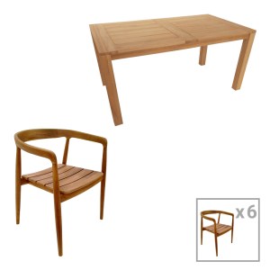 pak-343-000035 ΤΡΑΠΕΖΑΡΙΑ 7ΤΕΜ NOODY-PABLO PAKOWORLD TEAK ΞΥΛΟ ΣΕ ΦΥΣΙΚΗ ΑΠΟΧΡΩΣΗ