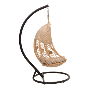pak-344-000007-1 ΚΟΥΝΙΑ LABREONE PAKOWORLD RATTAN PE ΦΥΣΙΚΗ ΑΠΟΧΡΩΣΗ -ΜΑΥΡΟ ΜΕΤΑΛΛΟ-ΜΠΕΖ ΜΑΞΙΛΑΡΙ 82X82X200ΕΚ