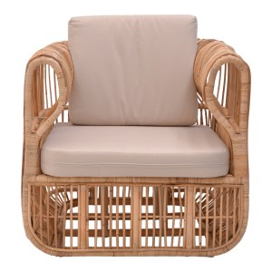pak-344-000008-3 ΠΟΛΥΘΡΟΝΑ FAJOLE PAKOWORLD RATTAN PE ΣΕ ΦΥΣΙΚΗ ΑΠΟΧΡΩΣΗ ΜΕ ΜΠΕΖ ΜΑΞΙΛΑΡΙ 86X86X66ΕΚ
