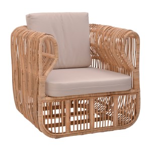 pak-344-000008 ΠΟΛΥΘΡΟΝΑ FAJOLE PAKOWORLD RATTAN PE ΣΕ ΦΥΣΙΚΗ ΑΠΟΧΡΩΣΗ ΜΕ ΜΠΕΖ ΜΑΞΙΛΑΡΙ 86X86X66ΕΚ