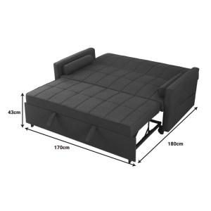 pak-347-000002-6 ΚΑΝΑΠΕΣ-ΚΡΕΒΑΤΙ JURSY PAKOWORLD ΓΚΡΙ ΥΦΑΣΜΑ 170X91X90ΕΚ