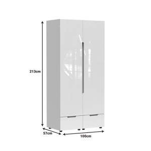 pak-361-000017-2 ΝΤΟΥΛΑΠΑ ΔΙΦΥΛΛΗ AFINA PAKOWORLD MDF ΣΕ ΛΕΥΚΗ GLOSSY ΑΠΟΧΡΩΣΗ 100X57X213ΕΚ