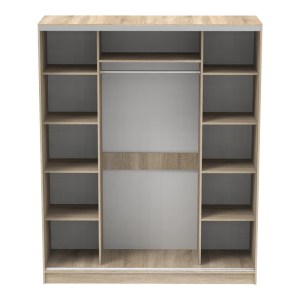pak-361-000052-3 ΝΤΟΥΛΑΠΑ ΔΙΦΥΛΛΗ ΣΥΡΟΜΕΝΗ ΜΕ ΚΑΘΡΕΦΤΗ APARADOR PAKOWORLD ΜΕΛΑΜΙΝΗ ΣΕ SONOMA ΑΠΟΧΡΩΣΗ 180X60X220ΕΚ