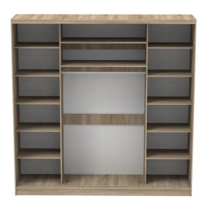 pak-361-000054-3 ΝΤΟΥΛΑΠΑ ΤΡΙΦΥΛΛΗ ΣΥΡΟΜΕΝΗ ΜΕ ΚΑΘΡΕΦΤΗ APARADOR I PAKOWORLD ΜΕΛΑΜΙΝΗ ΣΕ SONOMA ΑΠΟΧΡΩΣΗ 240X60X240ΕΚ