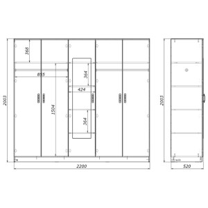 pak-361-000057-1 ΝΤΟΥΛΑΠΑ ΠΕΝΤΑΦΥΛΛΗ ΜΕ ΚΑΘΡΕΦΤΗ LUNA PAKOWORLD ΣΕ SONOMA ΑΠΟΧΡΩΣΗ 220X52X200ΕΚ