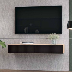 pak-361-000074-1 ΚΟΝΣΟΛΑ ΜΕ 2 ΣΥΡΤΑΡΙΑ DOHA PAKOWORLD MDF ΣΕ ΜΑΥΡΗ ΜΕ OAK ΑΠΟΧΡΩΣΗ 120X41X20CM