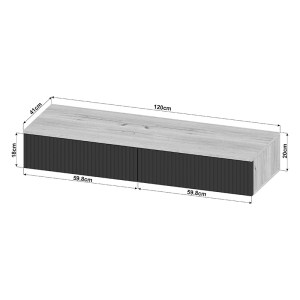 pak-361-000074-3 ΚΟΝΣΟΛΑ ΜΕ 2 ΣΥΡΤΑΡΙΑ DOHA PAKOWORLD MDF ΣΕ ΜΑΥΡΗ ΜΕ OAK ΑΠΟΧΡΩΣΗ 120X41X20CM
