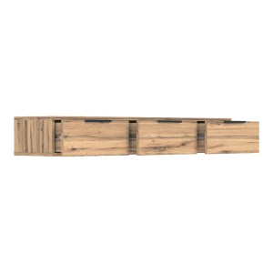 pak-361-000075-2 ΚΟΝΣΟΛΑ ΜΕ 3 ΣΥΡΤΑΡΙΑ DOHA PAKOWORLD ΣΕ ΜΑΥΡΗ ΜΕ OAK ΑΠΟΧΡΩΣΗ 120X39X22CM