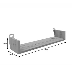 pak-361-000083-1 ΡΑΦΙΕΡΑ ΤΟΙΧΟΥ DERVA PAKOWORLD ΣΕ OAK ΑΠΟΧΡΩΣΗ 60X15X10CM