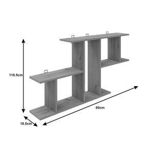 pak-361-000090-2 ΡΑΦΙΕΡΑ ΤΟΙΧΟΥ VERTOURA PAKOWORLD ΣΕ ΜΟΚΑ ΑΠΟΧΡΩΣΗ 116X18.5X60CM