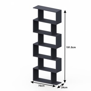 pak-361-000092-1 ΒΙΒΛΙΟΘΗΚΗ SEZEN PAKOWORLD ΣΕ ΑΝΘΡΑΚΙ ΑΠΟΧΡΩΣΗ 70X24X191.5ΕΚ