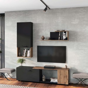 pak-361-000099-1 ΣΥΝΘΕΤΟ ΣΑΛΟΝΙΟΥ  POELFY PAKOWORLD ΣΕ ΑΝΘΡΑΚΙ-OAK ΑΠΟΧΡΩΣΗ 170X37.5X42ΕΚ
