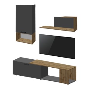 pak-361-000099 ΣΥΝΘΕΤΟ ΣΑΛΟΝΙΟΥ  POELFY PAKOWORLD ΣΕ ΑΝΘΡΑΚΙ-OAK ΑΠΟΧΡΩΣΗ 170X37.5X42ΕΚ