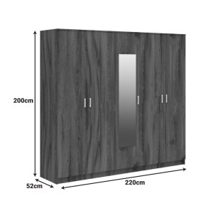 pak-361-000118-3 ΝΤΟΥΛΑΠΑ ΠΕΝΤΑΦΥΛΛΗ ΜΕ ΚΑΘΡΕΦΤΗ LUNA PAKOWORLD ΚΑΡΥΔΙ-OAK 220X52X200ΕΚ