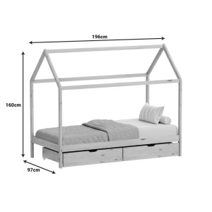 pak-370-000005-10 ΠΑΙΔΙΚΟ ΚΡΕΒΑΤΙ MELLIN Τ.MONTESSORI ΜΕ 2 ΣΥΡΤΑΡΙΑ PAKOWORLD ΞΥΛΟ ΠΕΥΚΟΥ ΣΕ ΛΕΥΚΗ ΑΠΟΧΡΩΣΗ 90X190ΕΚ
