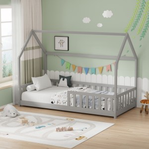 pak-370-000012-1 ΠΑΙΔΙΚΟ ΚΡΕΒΑΤΙ CALLAN Τ.MONTESSORI ΜΕ ΚΙΓΚΛΙΔΩΜΑ PAKOWORLD ΞΥΛΟ ΠΕΥΚΟΥ ΣΕ ΓΚΡΙ ΑΠΟΧΡΩΣΗ 90X190ΕΚ