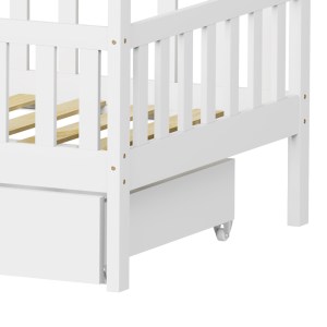 pak-370-000014-6 ΠΑΙΔΙΚΟ ΚΡΕΒΑΤΙ PICCOLO Τ.MONTESSORI ΜΕ 2 ΣΥΡΤΑΡΙΑ PAKOWORLD ΞΥΛΟ ΠΕΥΚΟΥ ΣΕ ΛΕΥΚΗ ΑΠΟΧΡΩΣΗ 90X190ΕΚ