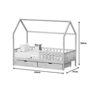 pak-370-000014-9 ΠΑΙΔΙΚΟ ΚΡΕΒΑΤΙ PICCOLO Τ.MONTESSORI ΜΕ 2 ΣΥΡΤΑΡΙΑ PAKOWORLD ΞΥΛΟ ΠΕΥΚΟΥ ΣΕ ΛΕΥΚΗ ΑΠΟΧΡΩΣΗ 90X190ΕΚ
