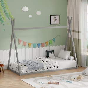 pak-370-000017-1 ΠΑΙΔΙΚΟ ΚΡΕΒΑΤΙ LILLY Τ.MONTESSORI PAKOWORLD ΞΥΛΟ ΠΕΥΚΟΥ ΣΕ ΓΚΡΙ ΑΠΟΧΡΩΣΗ 90X190ΕΚ