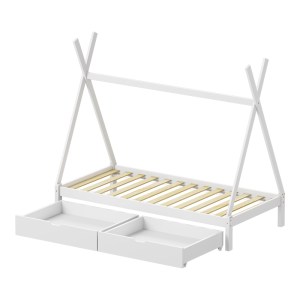 pak-370-000019-3 ΠΑΙΔΙΚΟ ΚΡΕΒΑΤΙ LALITTO Τ.MONTESSORI ΜΕ 2 ΣΥΡΤΑΡΙΑ PAKOWORLD ΞΥΛΟ ΠΕΥΚΟΥ ΣΕ ΛΕΥΚΗ ΑΠΟΧΡΩΣΗ 90X190ΕΚ