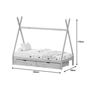 pak-370-000019-9 ΠΑΙΔΙΚΟ ΚΡΕΒΑΤΙ LALITTO Τ.MONTESSORI ΜΕ 2 ΣΥΡΤΑΡΙΑ PAKOWORLD ΞΥΛΟ ΠΕΥΚΟΥ ΣΕ ΛΕΥΚΗ ΑΠΟΧΡΩΣΗ 90X190ΕΚ