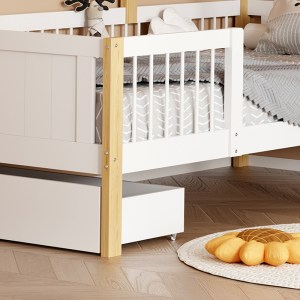 pak-370-000030-6 ΠΑΙΔΙΚΟ ΚΡΕΒΑΤΙ BEDRIA PAKOWORLD Τ.MONTESSORI ΞΥΛΟ ΣΕ ΛΕΥΚΗ-ΦΥΣΙΚΗ ΑΠΟΧΡΩΣΗ 190X90ΕΚ