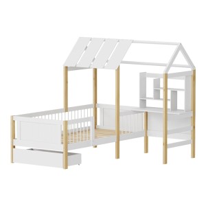 pak-370-000030 ΠΑΙΔΙΚΟ ΚΡΕΒΑΤΙ BEDRIA PAKOWORLD Τ.MONTESSORI ΞΥΛΟ ΣΕ ΛΕΥΚΗ-ΦΥΣΙΚΗ ΑΠΟΧΡΩΣΗ 190X90ΕΚ