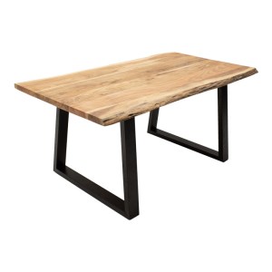 pak-372-000001-2 ΤΡΑΠΕΖΙ MILES SLIM PAKOWORLD ΜΑΣΙΦ ΞΥΛΟ ΑΚΑΚΙΑΣ ΣΕ ΦΥΣΙΚΗ ΑΠΟΧΡΩΣΗ ΜΕ ΜΑΥΡΑ ΜΕΤΑΛΛΙΚΑ ΠΟΔΙΑ 140X80X76ΕΚ
