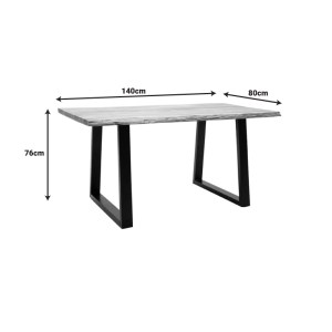 pak-372-000001-5 ΤΡΑΠΕΖΙ MILES SLIM PAKOWORLD ΜΑΣΙΦ ΞΥΛΟ ΑΚΑΚΙΑΣ ΣΕ ΦΥΣΙΚΗ ΑΠΟΧΡΩΣΗ ΜΕ ΜΑΥΡΑ ΜΕΤΑΛΛΙΚΑ ΠΟΔΙΑ 140X80X76ΕΚ