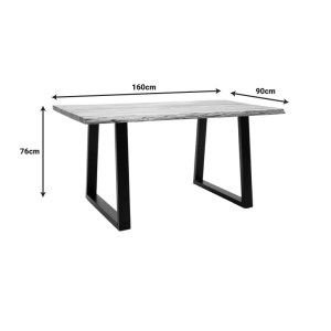 pak-372-000003-4 ΤΡΑΠΕΖΙ MILES SLIM PAKOWORLD ΜΑΣΙΦ ΞΥΛΟ ΑΚΑΚΙΑΣ ΣΕ ΦΥΣΙΚΗ ΑΠΟΧΡΩΣΗ ΜΕ ΜΑΥΡΑ ΜΕΤΑΛΛΙΚΑ ΠΟΔΙΑ 160X90X76ΕΚ