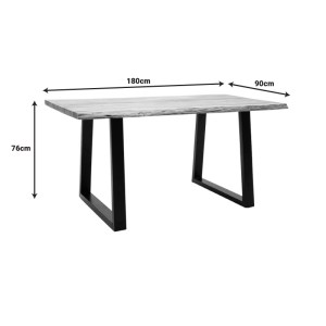 pak-372-000005-4 ΤΡΑΠΕΖΙ MILES SLIM PAKOWORLD ΜΑΣΙΦ ΞΥΛΟ ΑΚΑΚΙΑΣ ΣΕ ΦΥΣΙΚΗ ΑΠΟΧΡΩΣΗ ΜΕ ΜΑΥΡΑ ΜΕΤΑΛΛΙΚΑ ΠΟΔΙΑ 180X90X76ΕΚ