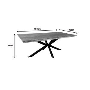 pak-372-000012-2 ΤΡΑΠΕΖΙ MILES PAKOWORLD ΜΑΣΙΦ ΞΥΛΟ ΑΚΑΚΙΑΣ ΠΑΧΟΥΣ 3.7-4ΕΚ ΣΕ ΦΥΣΙΚΗ ΑΠΟΧΡΩΣΗ ΜΕ ΜΑΥΡΑ ΜΕΤΑΛΛΙΚΑ ΠΟΔΙΑ 180X90X76ΕΚ