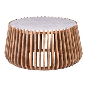 pak-372-000016 ΤΡΑΠΕΖΙ ΣΑΛΟΝΙΟΥ MABLE PAKOWORLD MANGO ΞΥΛΟ ΣΕ ΦΥΣΙΚΗ ΑΠΟΧΡΩΣΗ ΜΕ ΕΠΙΦΑΝΕΙΑ ΜΑΡΜΑΡΟΥ Φ80X45ΕΚ