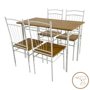 pak-374-000001 ΤΡΑΠΕΖΑΡΙΑ ROZA II PAKOWORLD ΣΕΤ 5ΤΜΧ MDF ΣΕ ΦΥΣΙΚΗ ΑΠΟΧΡΩΣΗ ΜΕ ΛΕΥΚΑ ΜΕΤΑΛΛΙΚΑ ΠΟΔΙΑ 110X60X74ΕΚ