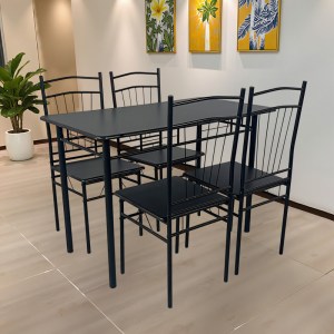 pak-374-000003-1 ΤΡΑΠΕΖΑΡΙΑ ROZA II PAKOWORLD ΣΕΤ 5ΤΜΧ MDF ΣΕ ΜΑΥΡΗ ΑΠΟΧΡΩΣΗ ΜΕ ΜΑΥΡΑ ΜΕΤΑΛΛΙΚΑ ΠΟΔΙΑ 110X60X74ΕΚ