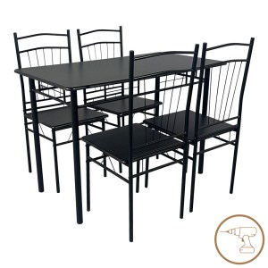 pak-374-000003 ΤΡΑΠΕΖΑΡΙΑ ROZA II PAKOWORLD ΣΕΤ 5ΤΜΧ MDF ΣΕ ΜΑΥΡΗ ΑΠΟΧΡΩΣΗ ΜΕ ΜΑΥΡΑ ΜΕΤΑΛΛΙΚΑ ΠΟΔΙΑ 110X60X74ΕΚ