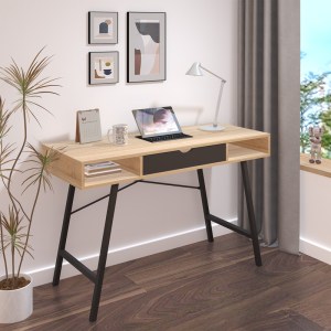 pak-375-000003-1 ΓΡΑΦΕΙΟ ΕΡΓΑΣΙΑΣ YAMIN PAKOWORLD ΣΕ OAK ΑΠΟΧΡΩΣΗ ΜΕ ΠΟΔΙ ΜΑΥΡΟ ΜΕΤΑΛΛΟ 120X48X76ΕΚ