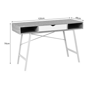 pak-375-000004-5 ΓΡΑΦΕΙΟ ΕΡΓΑΣΙΑΣ YAMIN PAKOWORLD ΣΕ OAK ΑΠΟΧΡΩΣΗ ΜΕ ΠΟΔΙ ΛΕΥΚΟ ΜΕΤΑΛΛΟ 120X48X76ΕΚ