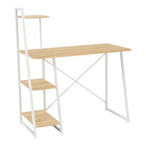 pak-375-000006 ΓΡΑΦΕΙΟ ΕΡΓΑΣΙΑΣ DECKSTOR PAKOWORLD ΜΕ ΡΑΦΙΕΡΑ ΣΕ OAK ΑΠΟΧΡΩΣΗ ΜΕ ΠΟΔΙ ΛΕΥΚΟ ΜΕΤΑΛΛΟ 102X50X117ΕΚ
