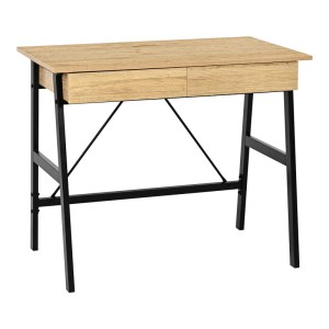 pak-375-000007 ΓΡΑΦΕΙΟ ΕΡΓΑΣΙΑΣ LIONE PAKOWORLD ΜΕ ΣΥΡΤΑΡΙΑ ΣΕ OAK ΑΠΟΧΡΩΣΗ ΜΕ ΠΟΔΙ ΜΑΥΡΟ ΜΕΤΑΛΛΟ 90X50X75ΕΚ