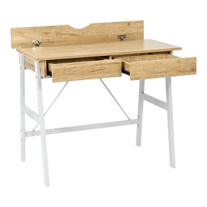 pak-375-000008-2 ΓΡΑΦΕΙΟ ΕΡΓΑΣΙΑΣ LIONE PAKOWORLD ΜΕ ΣΥΡΤΑΡΙΑ ΣΕ OAK ΑΠΟΧΡΩΣΗ ΜΕ ΠΟΔΙ ΛΕΥΚΟ ΜΕΤΑΛΛΟ 90X50X75ΕΚ