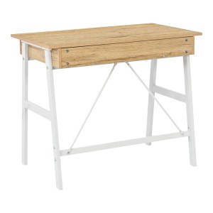 pak-375-000008-3 ΓΡΑΦΕΙΟ ΕΡΓΑΣΙΑΣ LIONE PAKOWORLD ΜΕ ΣΥΡΤΑΡΙΑ ΣΕ OAK ΑΠΟΧΡΩΣΗ ΜΕ ΠΟΔΙ ΛΕΥΚΟ ΜΕΤΑΛΛΟ 90X50X75ΕΚ