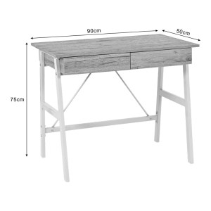 pak-375-000008-5 ΓΡΑΦΕΙΟ ΕΡΓΑΣΙΑΣ LIONE PAKOWORLD ΜΕ ΣΥΡΤΑΡΙΑ ΣΕ OAK ΑΠΟΧΡΩΣΗ ΜΕ ΠΟΔΙ ΛΕΥΚΟ ΜΕΤΑΛΛΟ 90X50X75ΕΚ