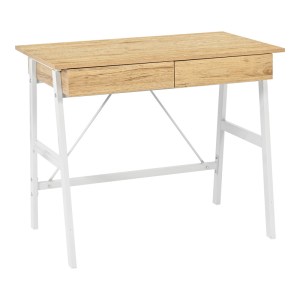 pak-375-000008 ΓΡΑΦΕΙΟ ΕΡΓΑΣΙΑΣ LIONE PAKOWORLD ΜΕ ΣΥΡΤΑΡΙΑ ΣΕ OAK ΑΠΟΧΡΩΣΗ ΜΕ ΠΟΔΙ ΛΕΥΚΟ ΜΕΤΑΛΛΟ 90X50X75ΕΚ